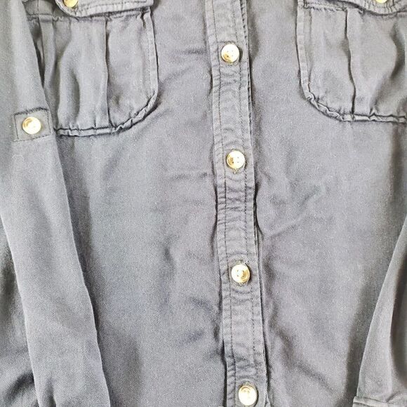 Harper Shirt Womens Large Blue Long Sleeve Flowy Relaxed Button Up Top - Picture 2 of 8